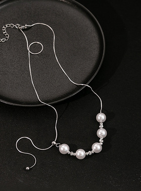 甜酷爱心项链 ins风简约可抽拉蝴蝶吊坠小众珍珠流苏辣妹项饰