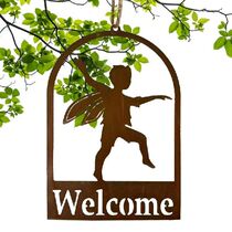 Angel Boy Welcome Pendant Metal Welcome Sign For Fence