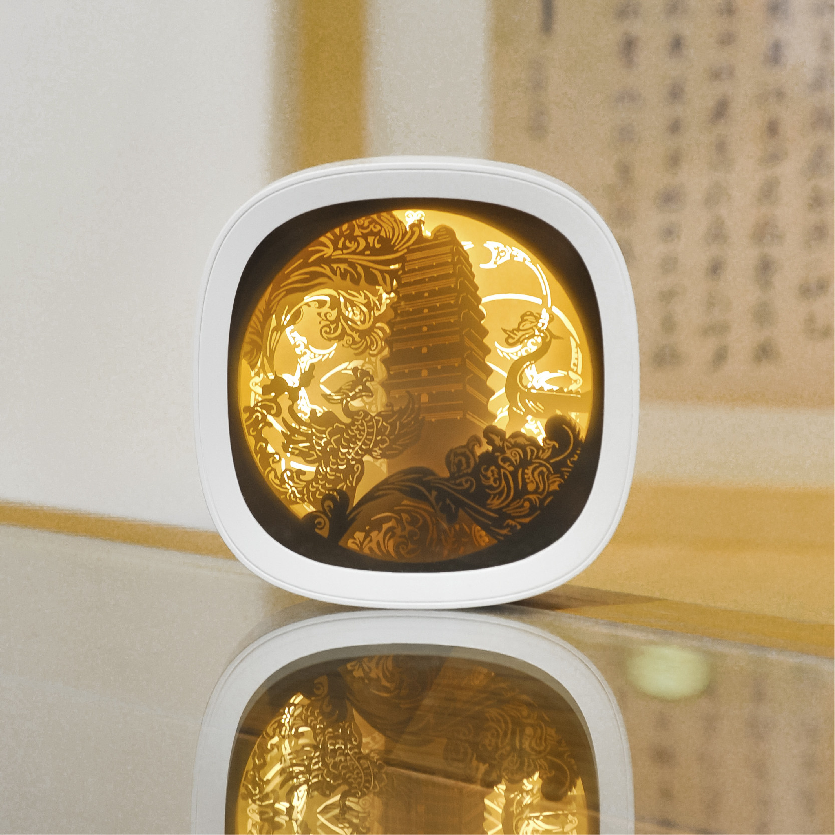 西安博物院文创周边3D镜面纸雕灯创意桌面摆件生日礼物景区纪念品
