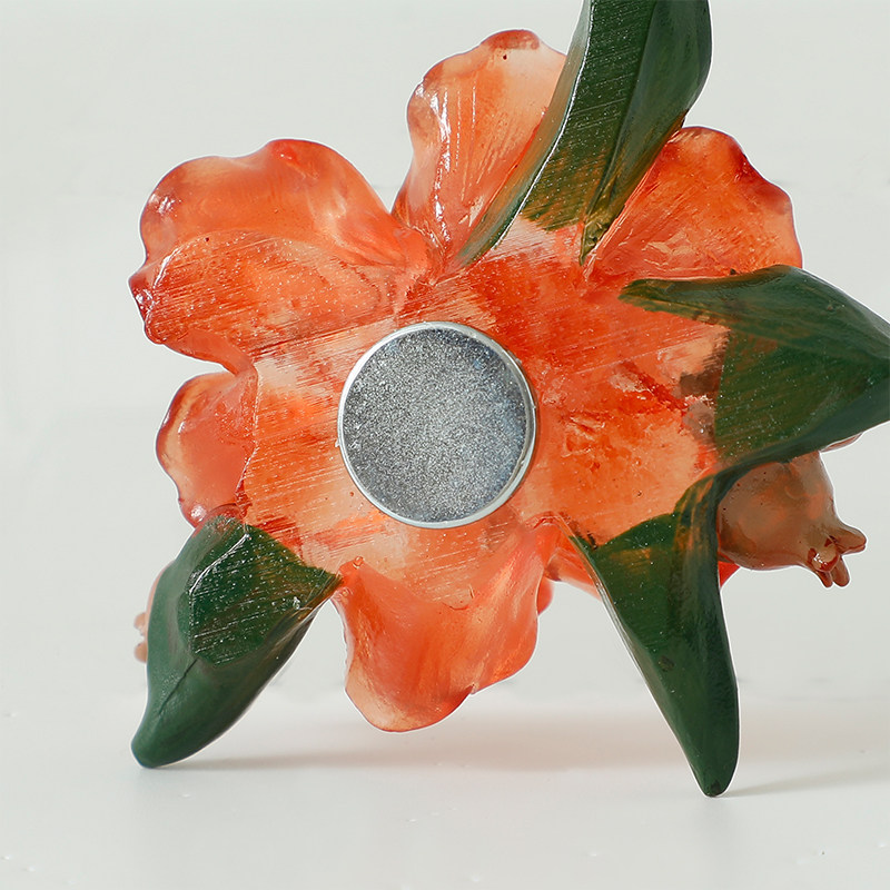 西安博物院长安花卉树脂冰箱贴牡丹石榴银杏玉兰文创磁贴创意周边