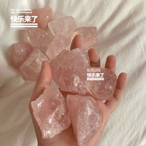 Natural Powder Crystal Raw Stone Rose Quartz Large Swing Piece Original Mine Specimen Wow Hibiscus Stone Peach Blossom Quality Raw Stone