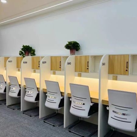 沉浸式自习桌阅览室图书馆学习培训桌大学生共享考研单人隔断桌椅 - 图2