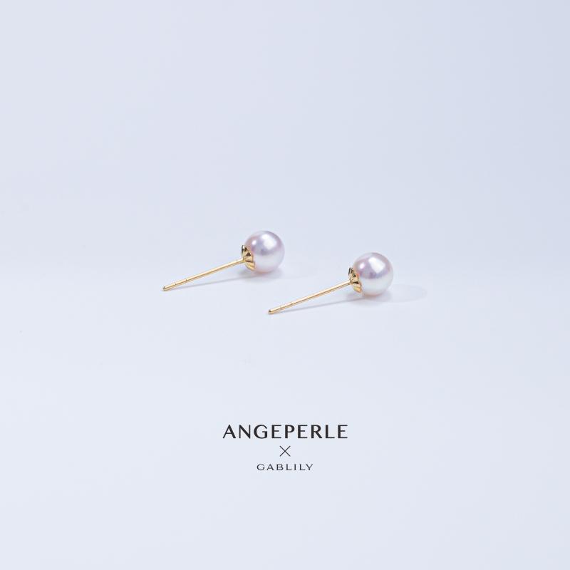 ANGEPERLE/天使之泪海水珍珠18k金针Akoya5-6 mm小灯泡耳饰 - 图0