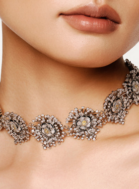 【何超莲同款】MOH四时风物系列焰火花影水晶项链花形珐琅女颈圈