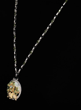 【朱珠共创】MOH年度金标系列金福狮珐琅贝母窗景水晶奢华女项链