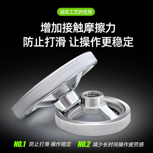 螺纹孔304不锈钢手轮圆形外缘滚花防滑医疗食品设备泵阀摇轮定制 - 图1