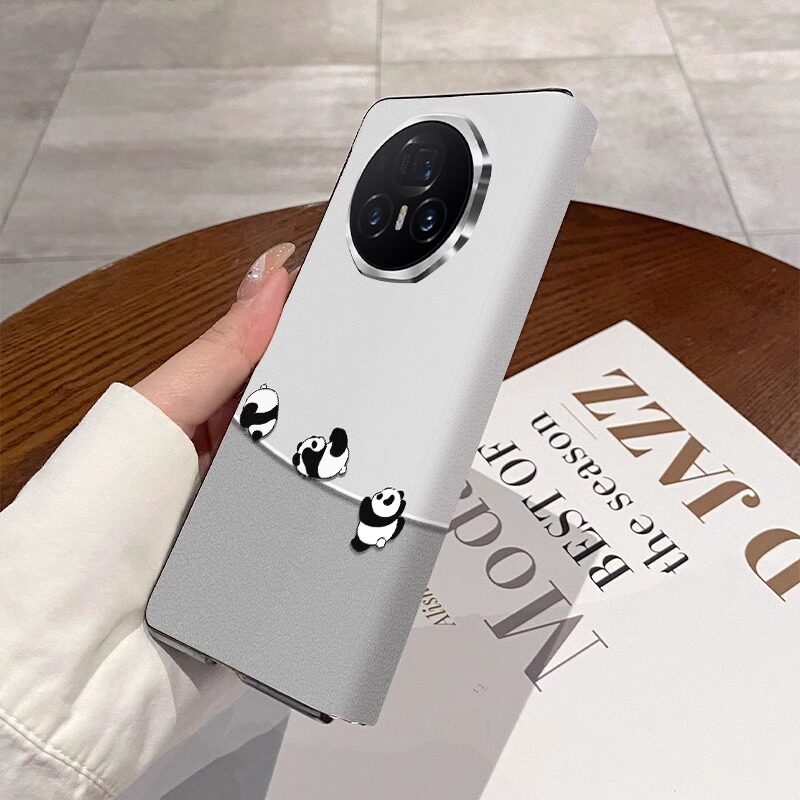 适用荣耀MagicV3手机壳新款折叠屏v2至臻版翻盖保护套VS2招呼熊猫时尚真皮V3全包防摔简约可爱magicvs3高级女 - 图3