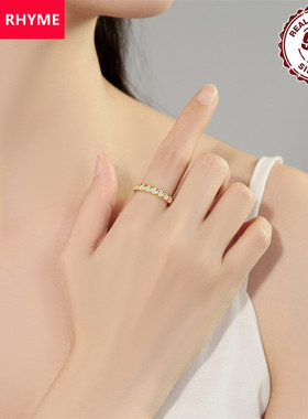 原创925纯银巧克力块夹心开口高端戒指女简约个性可调节欧美时尚