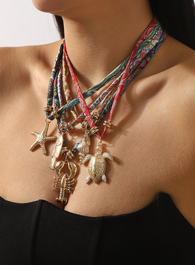 跨境个性设计海洋风合金吊坠项链