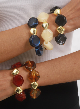 跨境秋冬个性ccb弹力手串ins风撞