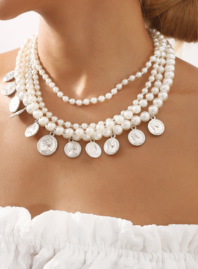 N12147时尚气质新款复古人像颈链