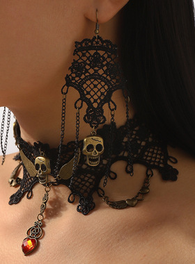 跨境复古暗黑蕾丝配饰女个性夸张