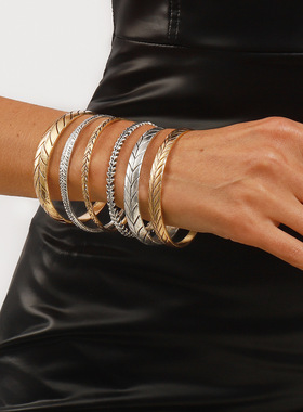 跨境ZA同款复古个性轻奢小众手镯