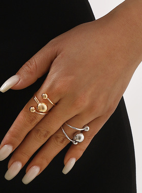 R0974欧美双层设计大小球臂环戒