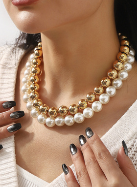 欧美跨境时尚短款串珠项链choker