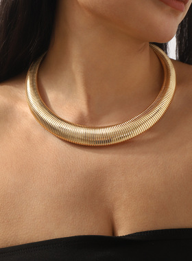 欧美跨境饰品夸张重工蛇骨线条项