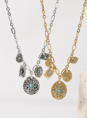 11631跨境新款绿松石星月多吊坠