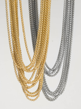 跨境潮流多层叠戴链条流苏项链女