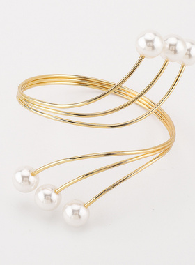 欧美跨境饰品简约轻奢珍珠臂环金
