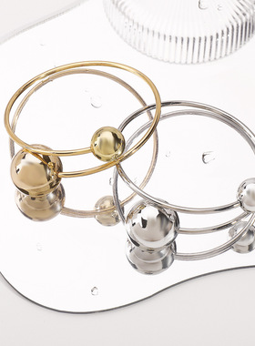 欧美跨境简约个性不对称几何圆珠项圈 复古ins冷淡风开口高端手镯