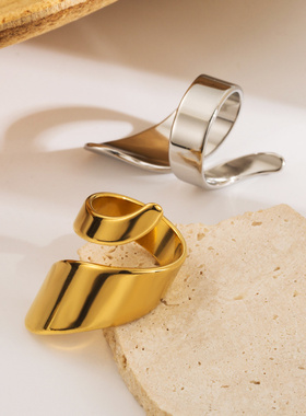 欧美ins风夸张几何不规则开口戒