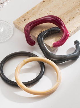 跨境热销不规则几何开口手镯复古