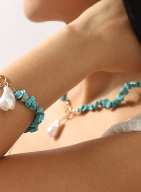 N12766跨境设计异形珍珠吊坠OT扣