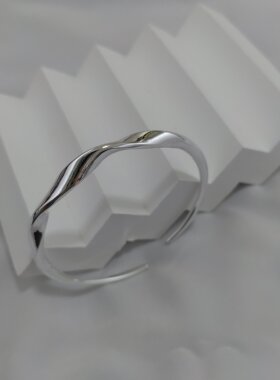 小时候被牛追过!跟海浪纹路一样 时尚冷淡风手镯手环臂环