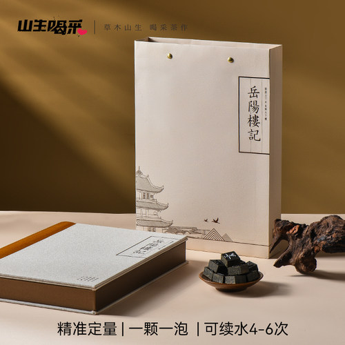 岳阳楼记安化黑茶湖南特产长沙伴手礼文创活字茶定制商务茶叶礼盒 - 图0