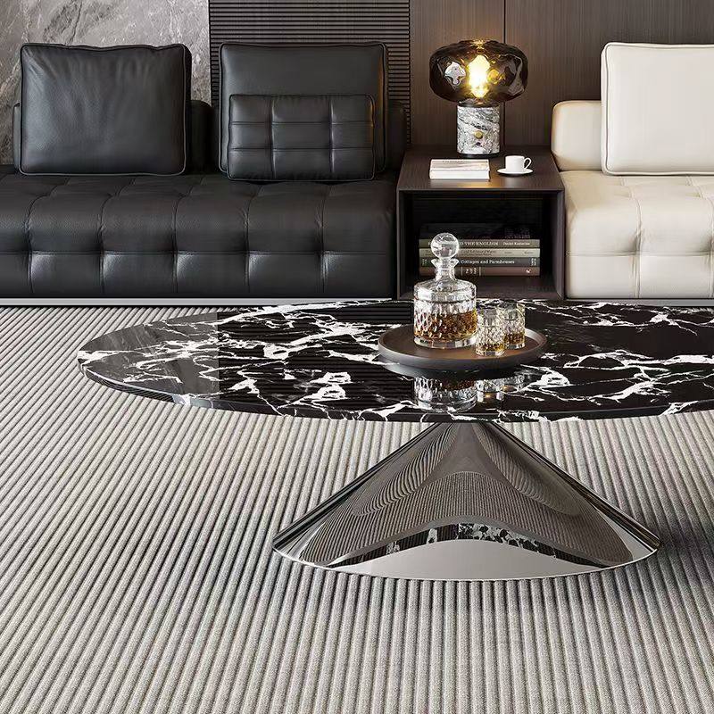 椭圆形大理石不锈钢茶几2025客厅家用轻奢高级设计师款茶几极简,淘宝优惠券,粉丝福利购,淘宝优惠卷