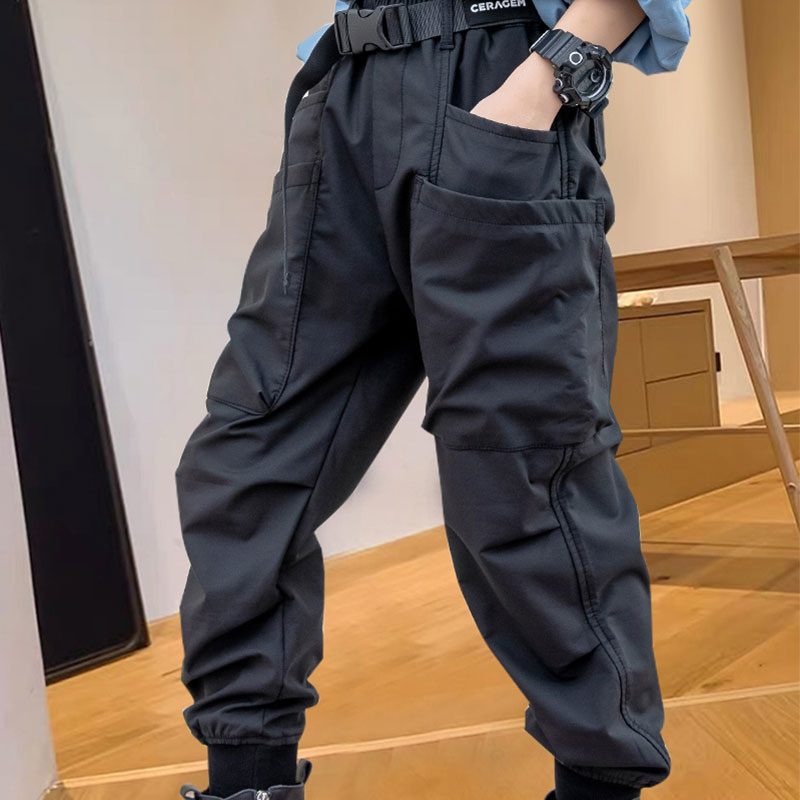 男童裤子秋冬2022新款加绒加厚一体绒工装裤中大儿童男孩帅气长裤