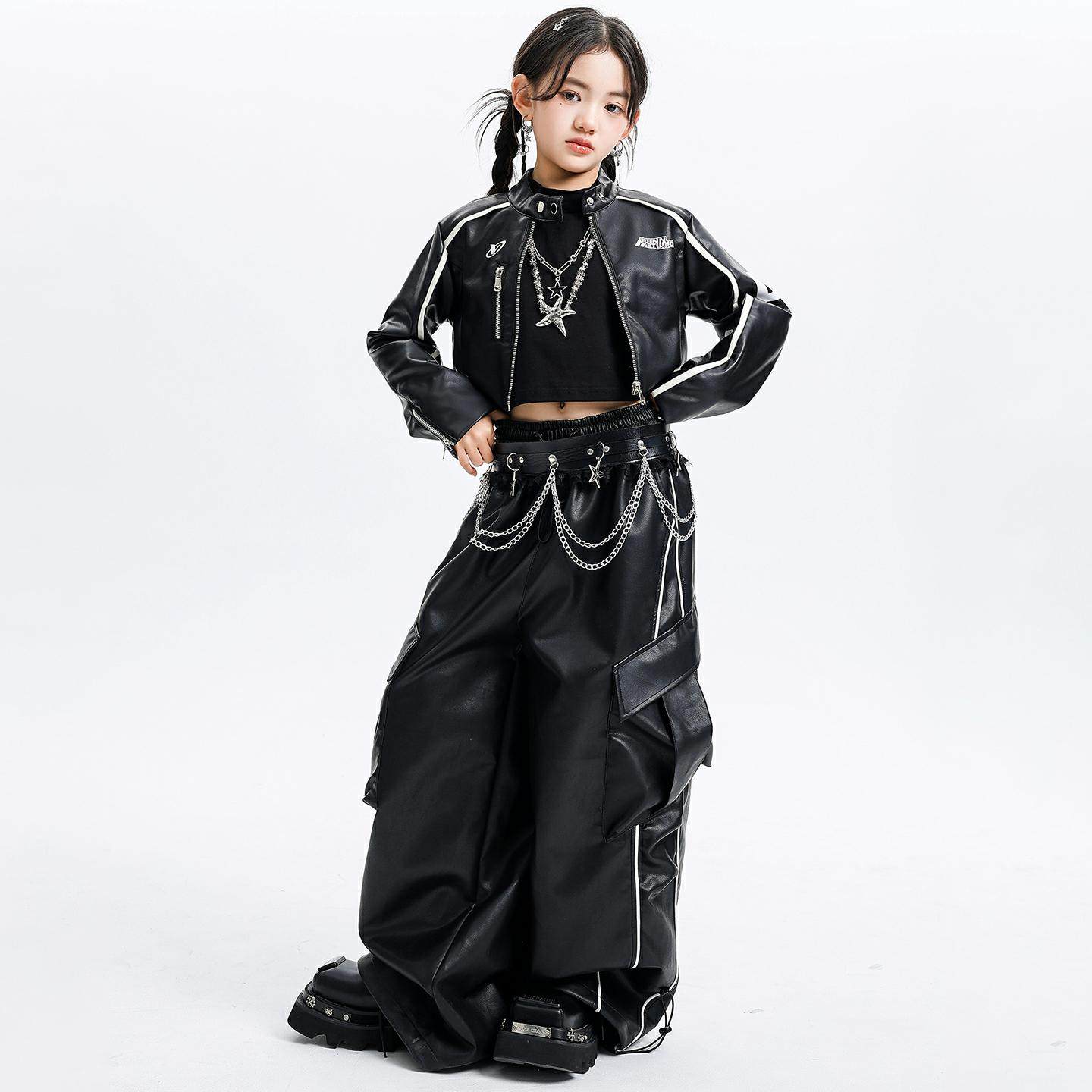 女童爵士舞服装机能风潮酷时髦夹克套装少儿jazz元旦表演服练功服,淘宝优惠券,粉丝福利购,淘宝优惠卷