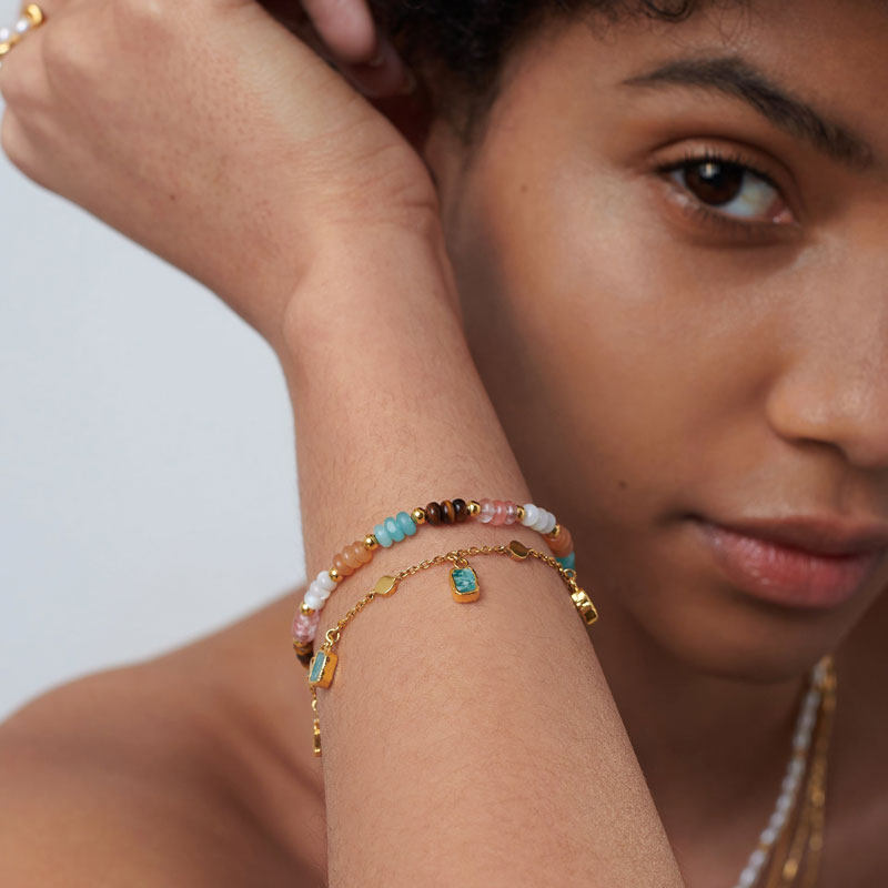 官方正品彩色串珠半玉石多色女手链 wyk手链