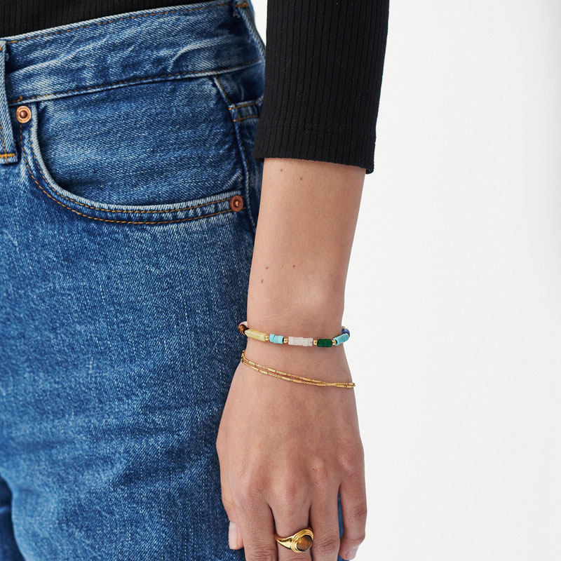 官方正品彩色串珠半玉石多色女手链 wyk手链