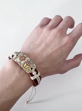 可调节皮质纺织手环饰品