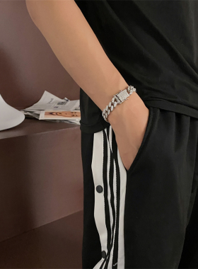 满钻古巴链男女简约ins情侣