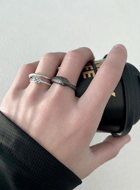 本命年蛇形开口戒指男女