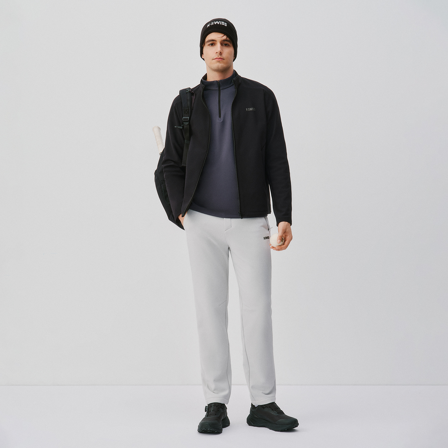 KSWISS盖世威外套男 25冬季新款运动舒适百搭休闲针织上衣1012090 - 图0