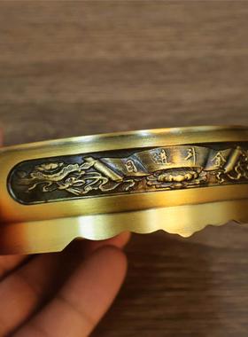 黄铜招财进宝雕花圆形底座