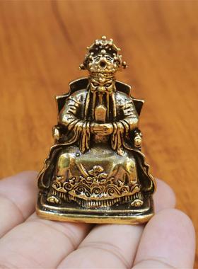 黄铜龙五爷财神佛像摆件台