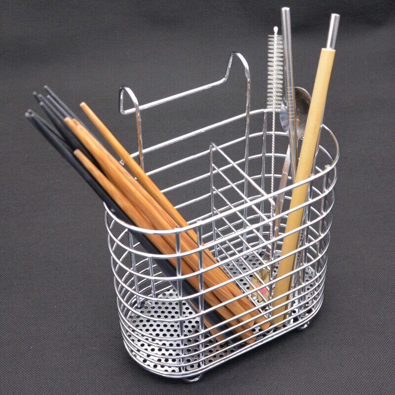 Stainless steel chopstick tube chopstick basket wall-mounted kitchen chopstick storage rack household chopstick cage drain rack