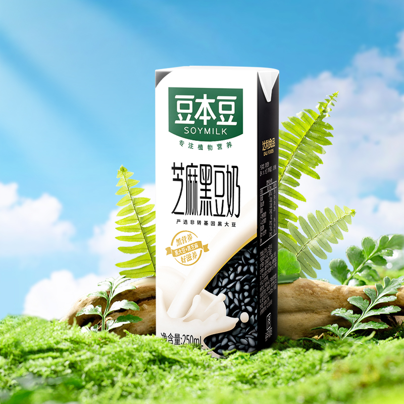 豆本豆官方芝麻黑豆奶250ml*20盒 整箱装植物蛋白饮品营养早餐奶 - 图0