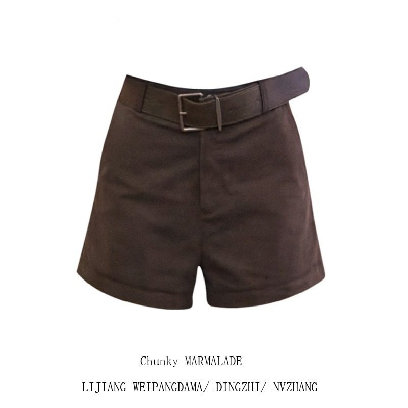 大码复古棕色中高腰休闲短裤女2025新款小个子通勤百搭显瘦直筒裤,淘宝优惠券,粉丝福利购,淘宝优惠卷