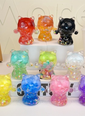 创意卡通流沙小魔女爆闪盲盒入油流沙桌面摆件超萌可爱小摆件批发