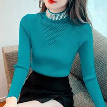 Semi-high collar sweater woman 2023 autumn winter new conspiculy wearing undershirt with reduced age sleeve head long sleeve needle weaseling