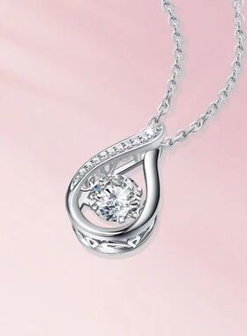 纯银925灵动水滴形项链女百搭轻奢级感莫桑石抖音爆款跨境饰品