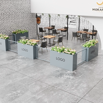 Outdoor Flower Case Grey Milk Tea Shop Barbecue Shop Fence Partition Stainless Steel Iron Art Courtyard Fence Color Customizable
