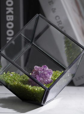 天然水晶原石消磁石四方玻璃摆件