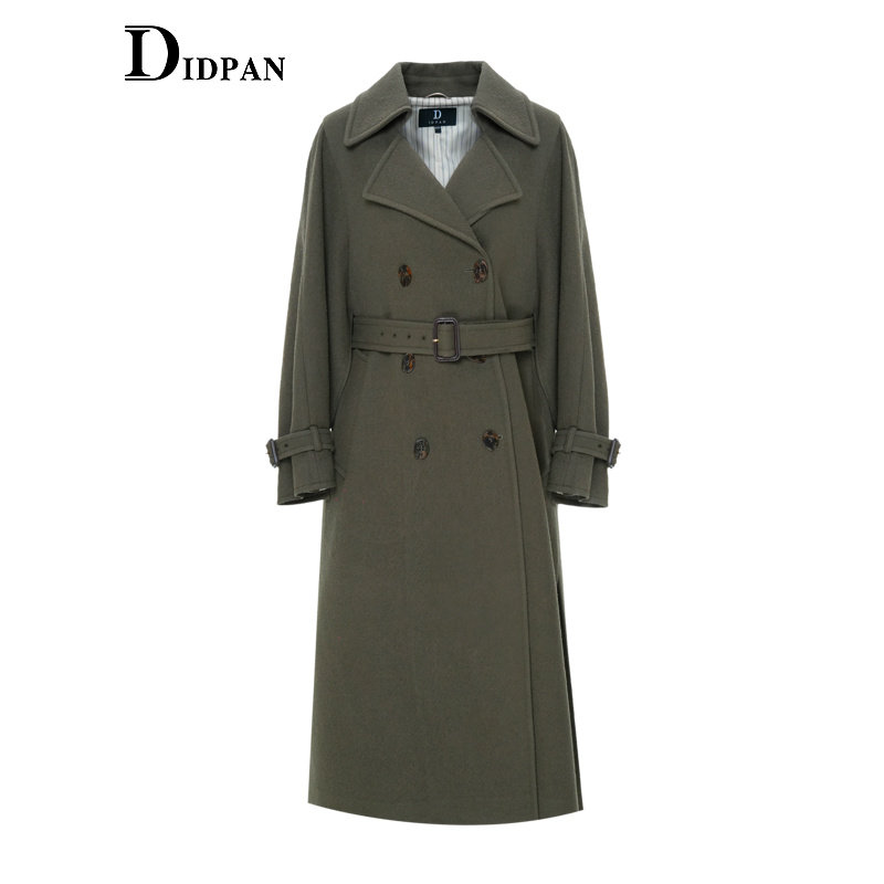 IDPAN双排扣风衣式长大衣冬季新款时尚气质通勤纯羊毛外套女,淘宝优惠券,粉丝福利购,淘宝优惠卷