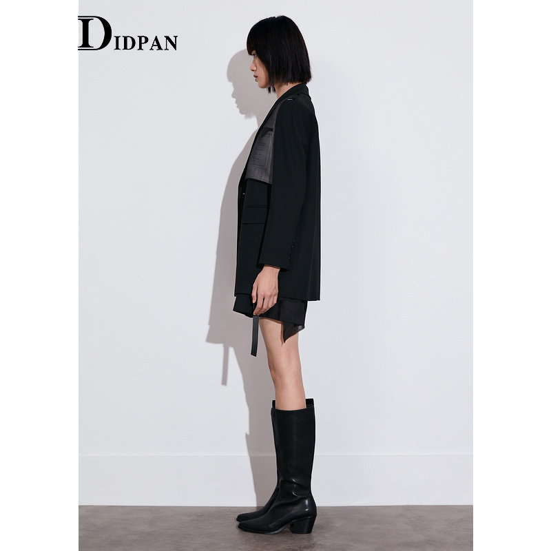 IDPAN女装商场同款极简西装气质女秋季新款百搭平驳领中长外套 - 图0